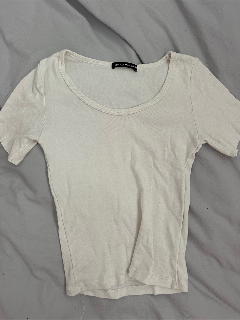 Brandy Melville Cream Scoop Neck Short Sleeve Tee
